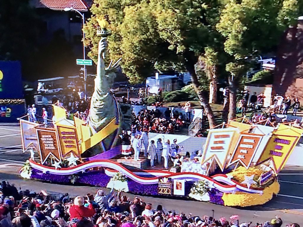 Rose Bowl Parade 2020 Years of Hope, Years of Courage float honoring 100th year anniversary of Women's Right to Vote