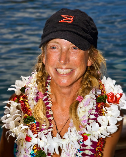 Roz Savage Celebrating at the dock in Honolulu/Photo: Phil Uhl-9/1/08: Guest on TWE Radio