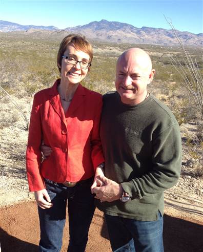 Gabby Gifford and Mark Kelly at Gabe Zimmerman Memorial Trail, Tucson, Jan 2012