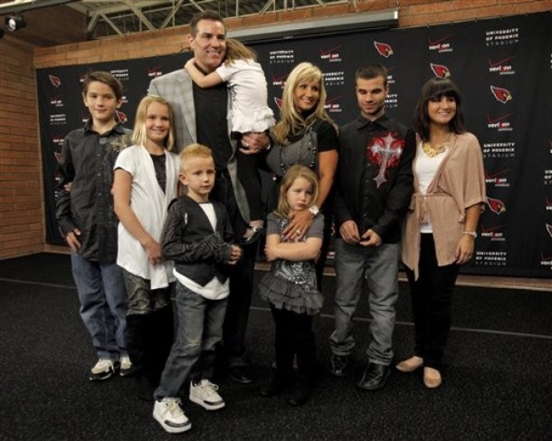 Brenda Warner, Kurt Warner and family on the day Kurt retired from the NFL. Courtesy of Thomas Nelson, Publisher