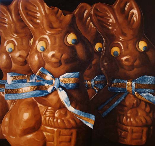 Chocolate Easter Bunnies painting by Pamela Johnson