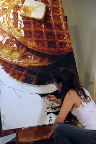 Pamela Johnson painting "Waffles"