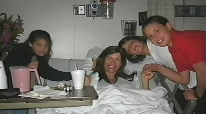 Lauren Miller in Hospital with three children--2006