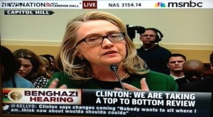 Hillary Clinton Testifying on Benghazi/MSNBC screenshot