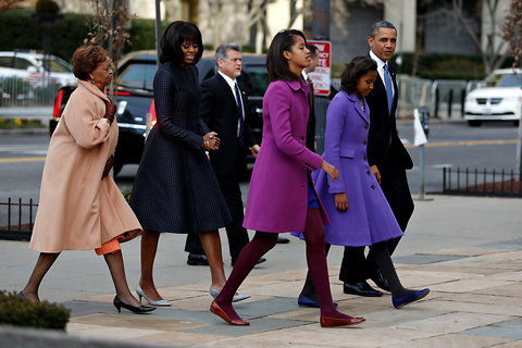 The Obama family on Inauguration Day/Luke Sharratt, NY Times