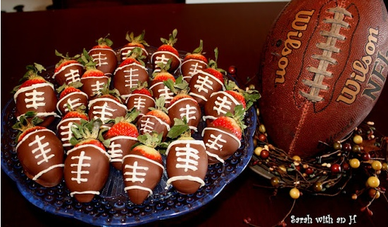 Football Chocolate-Covered Strawberries from Game Day Recipes on Martha Stewart Living