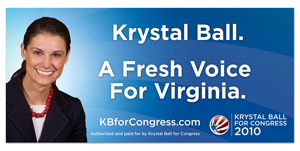Krystal Ball Ad when she ran for Congress in Virginia, 2010