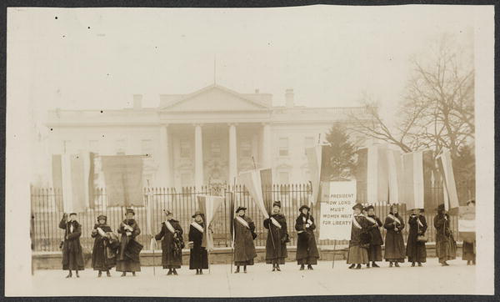 Women Protesting in Front of White House, 1917