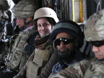 Anne Smedinghoff riding in helicopter in Afghanistan/via facebook