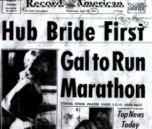 Bobbi Gibb headline--First Female at Boston Marathon 4/19/66