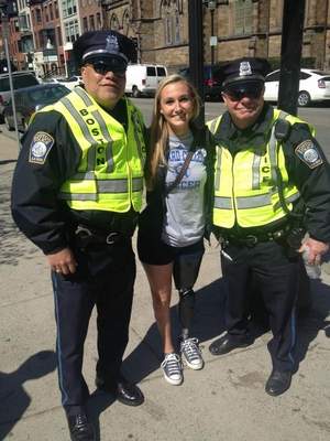 Bree McMahon, amputee soccer player visits Boston bombing Victims
