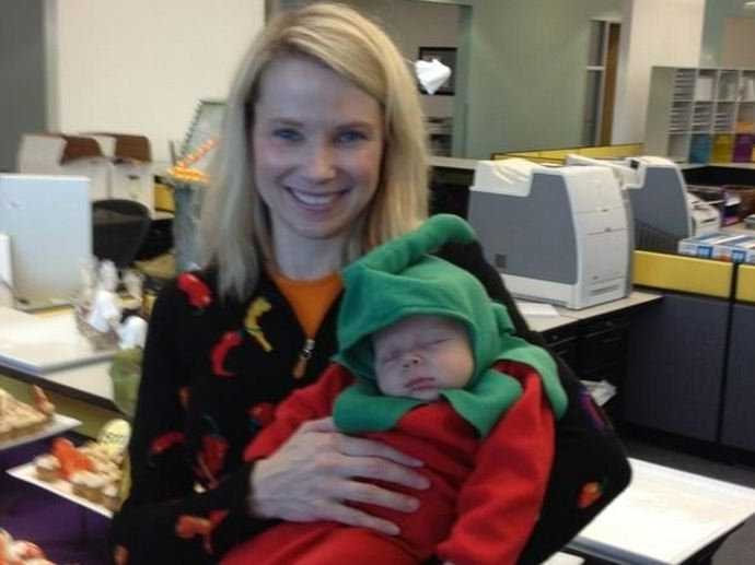 Marissa Mayer, head of Yahoo, with her baby