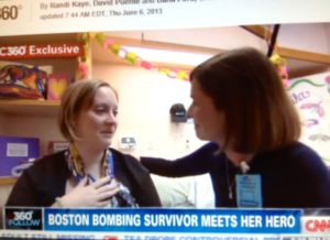 Boston Bombing survivor Erica Brannock and Amanda North reunited/AC 360
