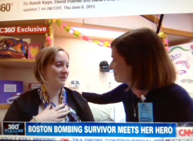 Boston Bombing survivor Erica Brannock and Amanda North reunited/AC 360