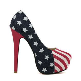 Fourth of July Party Pump American Flag Stiletto