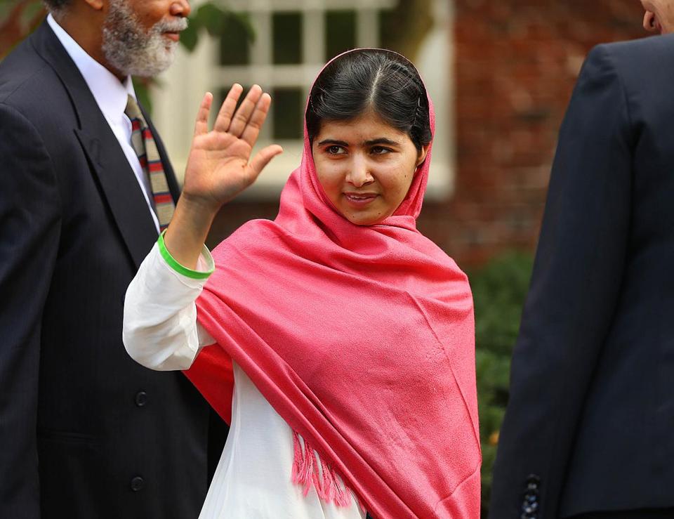 Malala at Harvard/Boston Globe