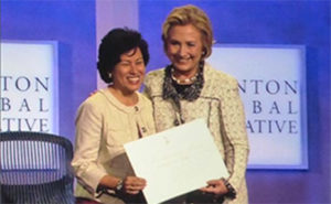 Hillary Clinton and Shelly Esque of Intel Foundation at Clinton Global Initiative Summit
