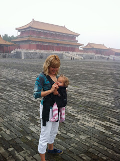 Patricia Sexton with daughter in Forbidden City, China