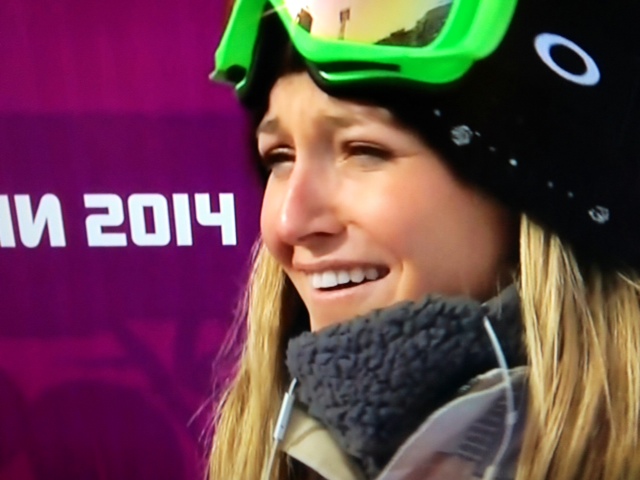 Jamie Anderson--snowboarder who wins gold for USA at Olympics--NBC Screenshotg