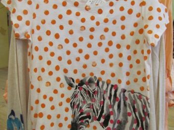 Peach top with polka dots and zebra/Anthropologie 3/14