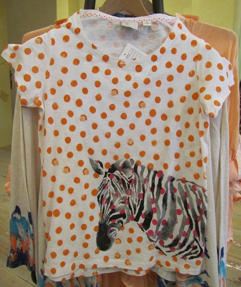 Peach top with polka dots and zebra/Anthropologie 3/14
