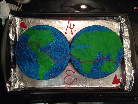 Cake made for Amelia Rose Earhart of her proposed flight by a friend/Twitter for Amelia Rose, Earhart