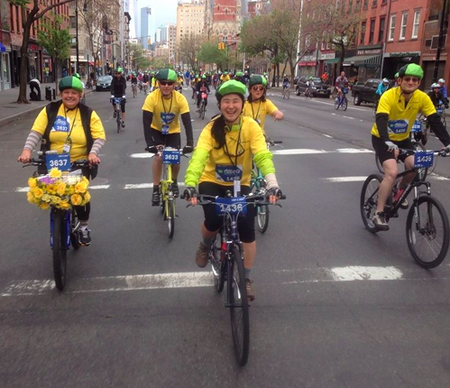 Patty Chang Anker riding with fellow Team Some Nerve members in the TD Five Boro Bike Tour