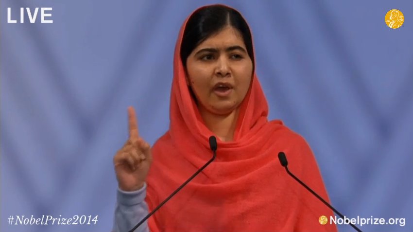Malala accepting Nobel Peace prize/Screenshot