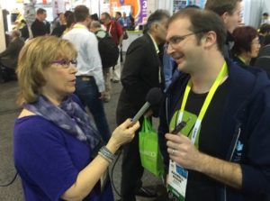 Andrea Smith interviewing on floor of CES 2015 (who/)
