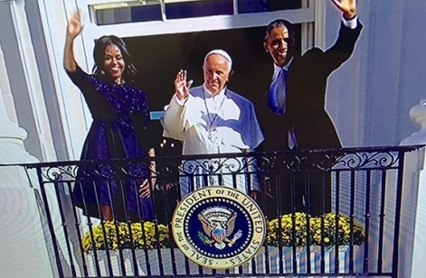 Pope Francis in US with Pres and Mrs. Obama/Photo: Screenshot MSNBC