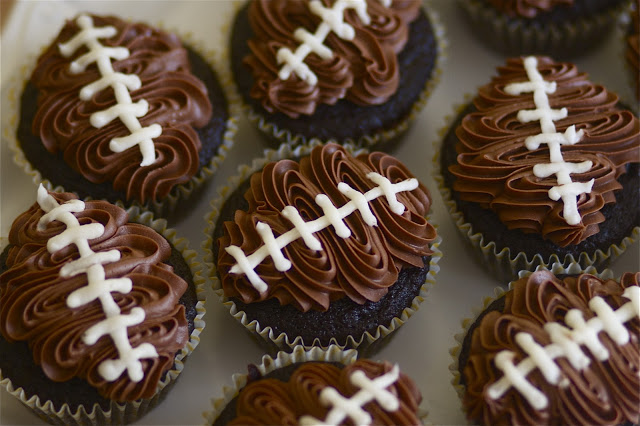 One bowl football cupcakes by thebakerchick.com