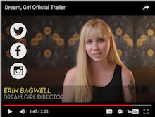 Screenshot from "Dream Girl" movie trailer showing Erin Bagwell, producer and editor. From Forbes.com