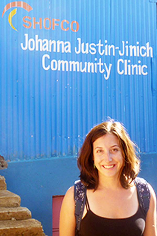 Jessica Posner standing in front of the new Johanna Justin-Jinich Community Clinic