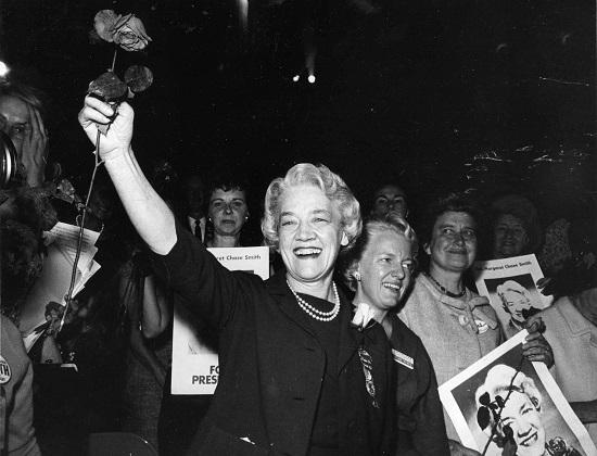 Margaret Chase Smith, first woman to serve in both houses of the U.S. Congress, first woman to represent Maine/Photo: Margaret Chase Smith Library from Gail Collins with permission book No Stopping Us Now