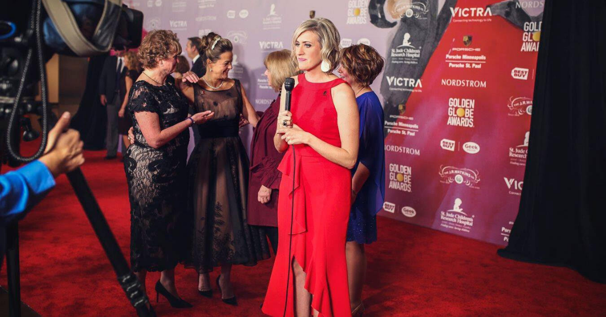 Lindsey Seavert, KARE11 Reporter, reporting from the Golden Globes