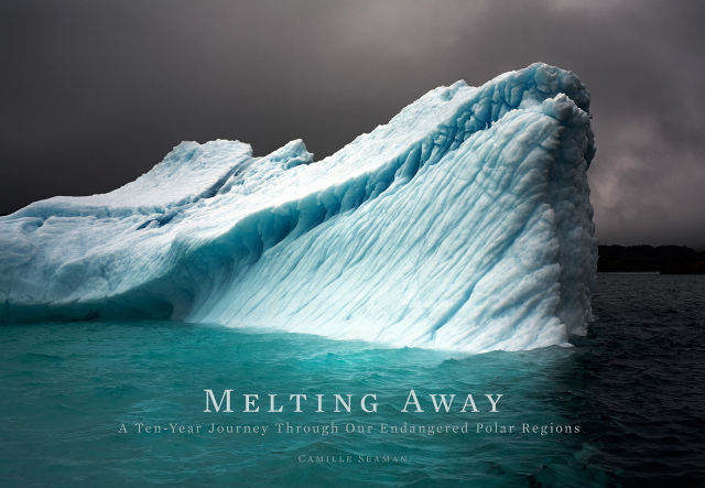 Cover Camille Seaman's book Melting Away with her photographs of icebergs
