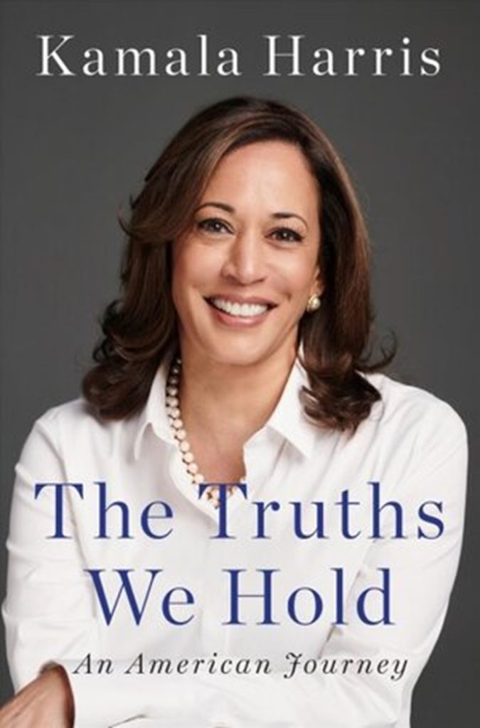 Cover of "The Truths We Hold" book by Kamala Harris recommended on TWE bookshelf by Kim Covington, featured in 20 Women Storytellers book

