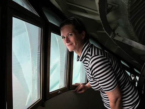 Lisa Weldon, author of Twenty Pieces, in crown of Statue of Liberty, July 4, 2011/Photo: Michele Stapleton