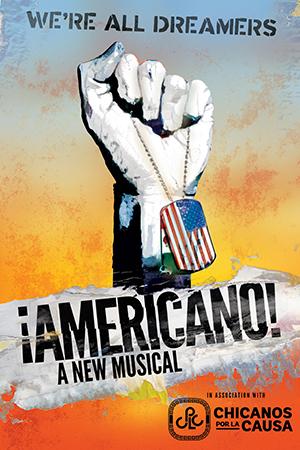 Poster for musical iAmericano! opening Off-Broadway in April with music composed by Carrie Rodriguez
