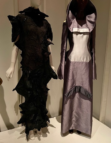 Dresses exhibited at Museum at FIT, Fashion Institute of Technology, including on right Simon Thorogood's Dam dress, 1997/Photo: Pamela Burke