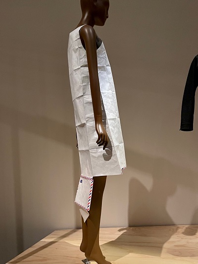 Airmail dress, designed by Hussein Chalayan,1993, on display at FIT, Fashion Institute of Technology, NYC/Photo: Pamela Burke