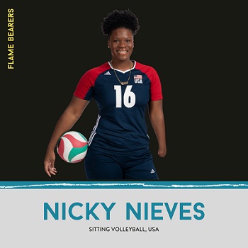 Nicky Nieves, Sitting Volleyball Team USA Paralympian/Courtesy Flame Bearers website
