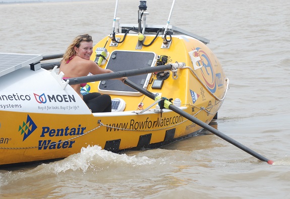 Katie Spotz, endurance athlete, rowing across the Atlantic 12/09 in her RowforWater/Photo: Courtesy Katie Spotz