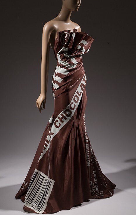 Chocolate Ball Gown from Museum at Fashion Institute of Technology, NYC that will be part of Fall 2023 Food & Fashion exhibit/Photo: Moschino, fall 2014 @The Museum at FIT