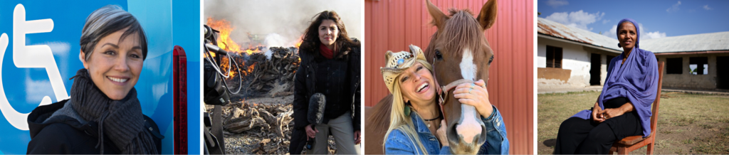 Photos of some of our  Interview Guests at The Women's Eye | From left: Doniece Sandoval, Founder Lava Mae; Atia Abawi, Journalist/Author; Laura Zaleski, Founder, Funny Farm Animal Rescue and Sanctuary; Umra Omar, Founder Safari Doctors