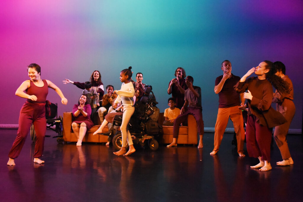 Ava, dancing at Born Dancing, in maroon pants/Photo: Russell Haydn, Dec. 2022