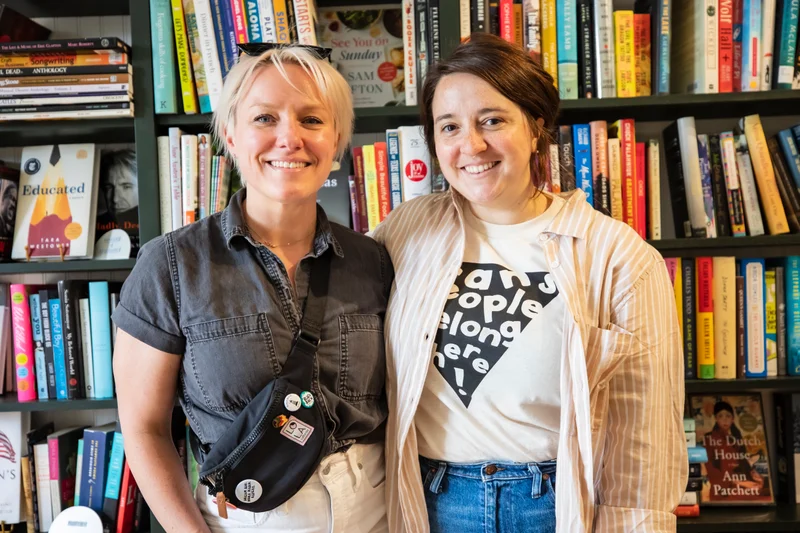 Meg Flynn and Emily Welch, entrepreneurial mom founders of Black Rock Books in Bridgeport, Connecticut