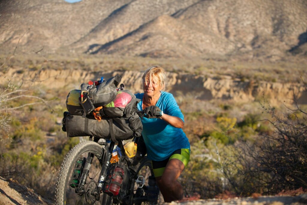 Alenka Vrecek, author She Rides, on her bike/Photo: Daphne Hougard